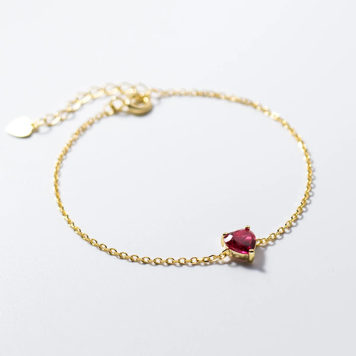 Fashion Jewelry 925 Sterling Silver Heart Zircon Bracelet Red love Heart Charm Gold Plated Bracelets for Women