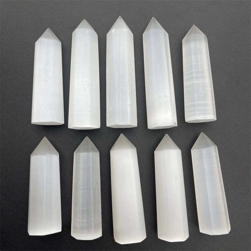 Natural Healing Stone Crystal Wand Point Selenite Tower for Decoration