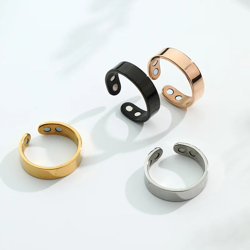 Fashion Stainless Steel Stress Relief 4 Magnets Magnetic Therapy Ring