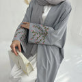 2024 New EID Abaya Designs Women Muslim Modest Abaya Flower Embroidery Kimono Abaya Dresses Islamic Clothing