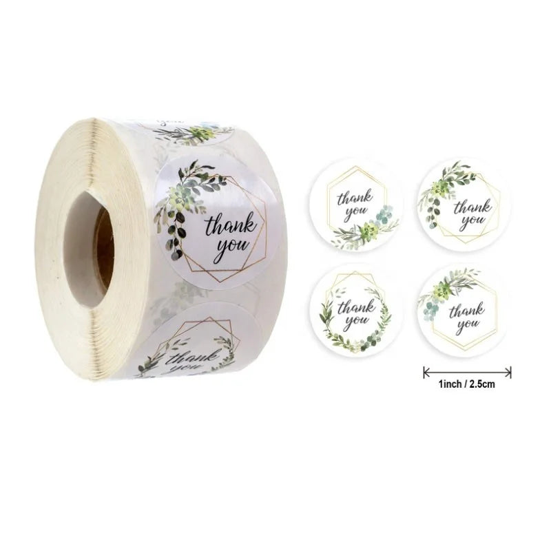 500pcs/roll  Round Natural Kraft Handmade Kawaii Thank You Laptop Sticker Seal Labels Stationery Labels and Packaging