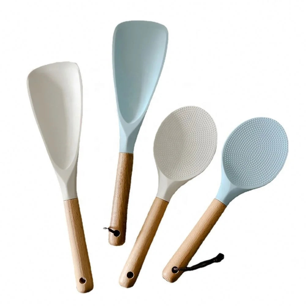 2021 New Nordic Pure Color Simple Wind Silicone Rice Scoop Can Be Vertical High Temperature Resistant Electric Rice Shovel