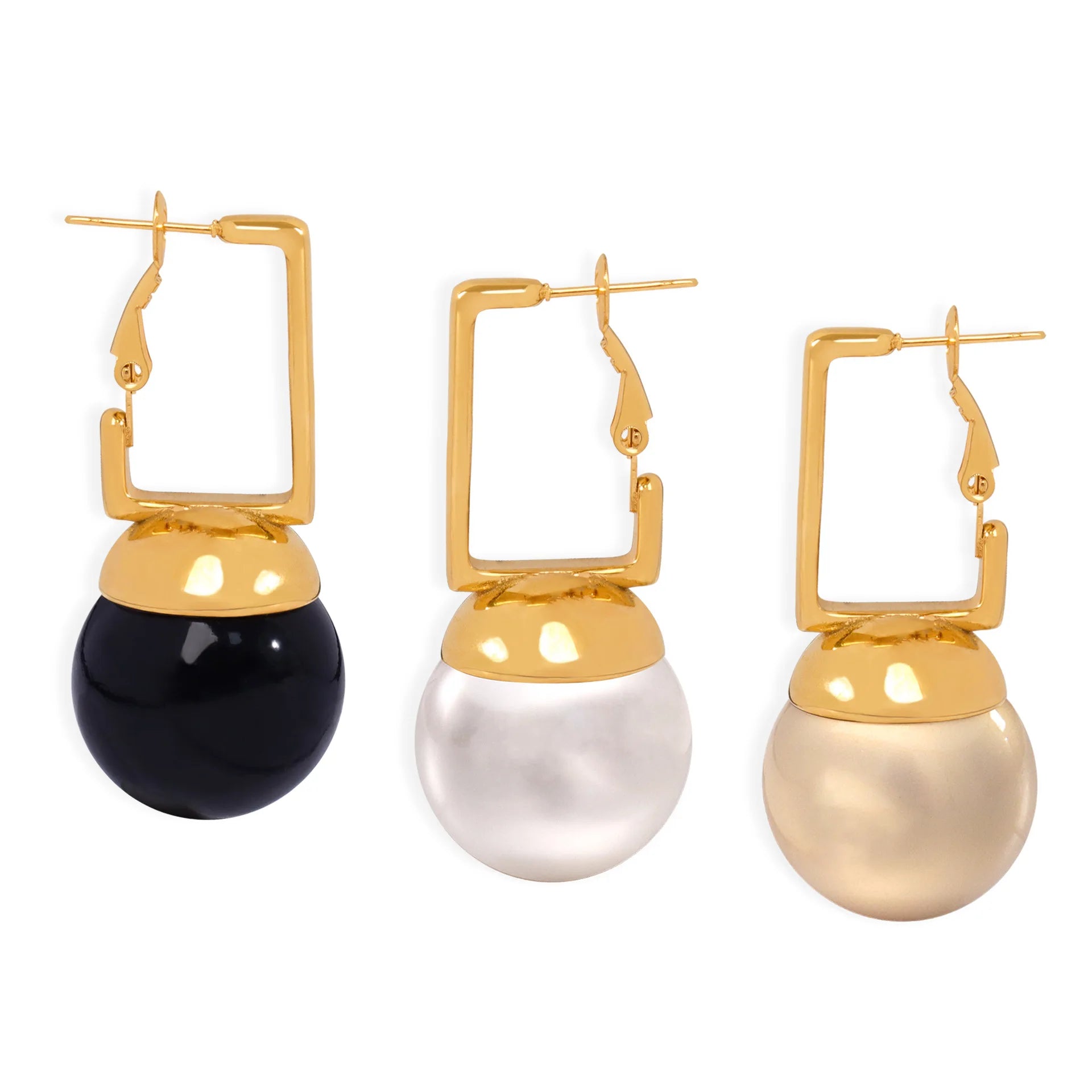 Fashion New Colorful Beads Round Titanium Steel Earrings 18k Gold Plated Earrings for Women's Jewelry
