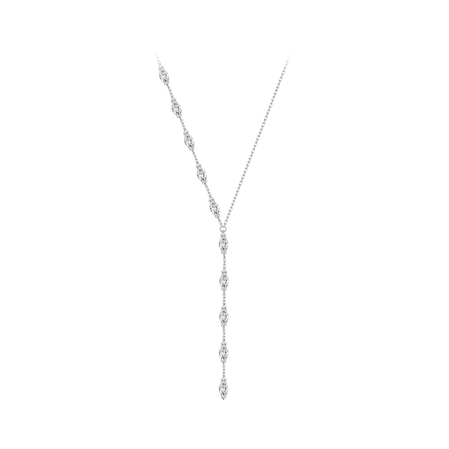 925 Sterling Silver Platinum Plated Link Chain Trendy Necklace for Wedding Engagement Party Gift