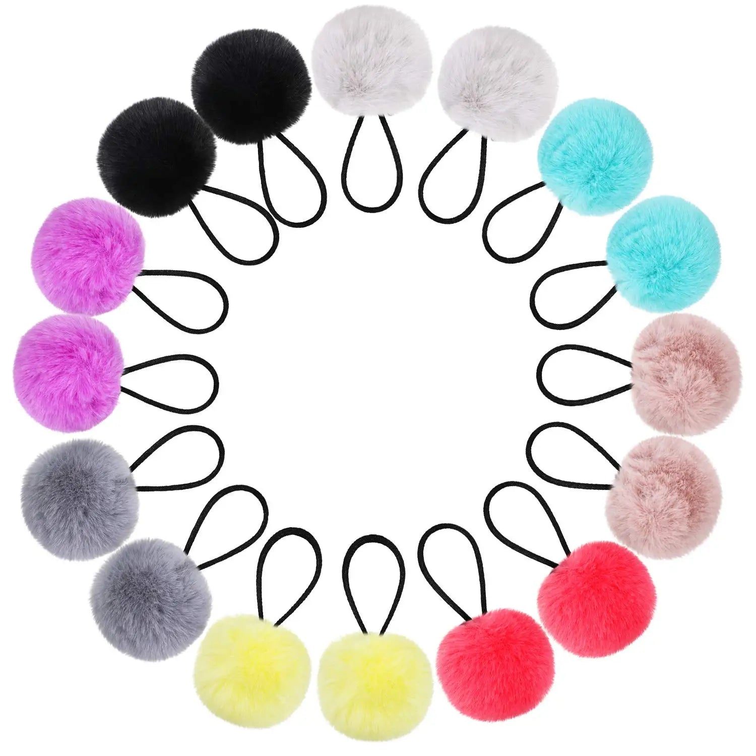Hot Selling Pom Ties Weaving Bands Hair Rope Pom Ties Korean Tie Hair Rope Manufacturer in China Low Pom Mink Fur Ball