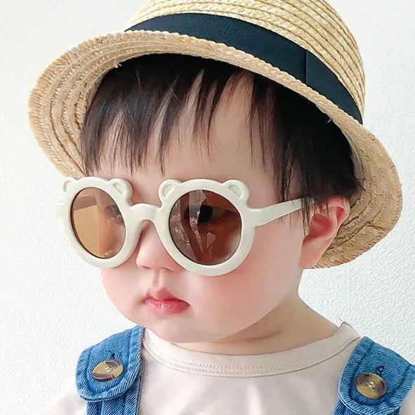 Large Spot New Plastic Color UV400 Bear Sun Glasses Fashion Cartoon Children Sunglasses with PC Frame Kids Sunglasses