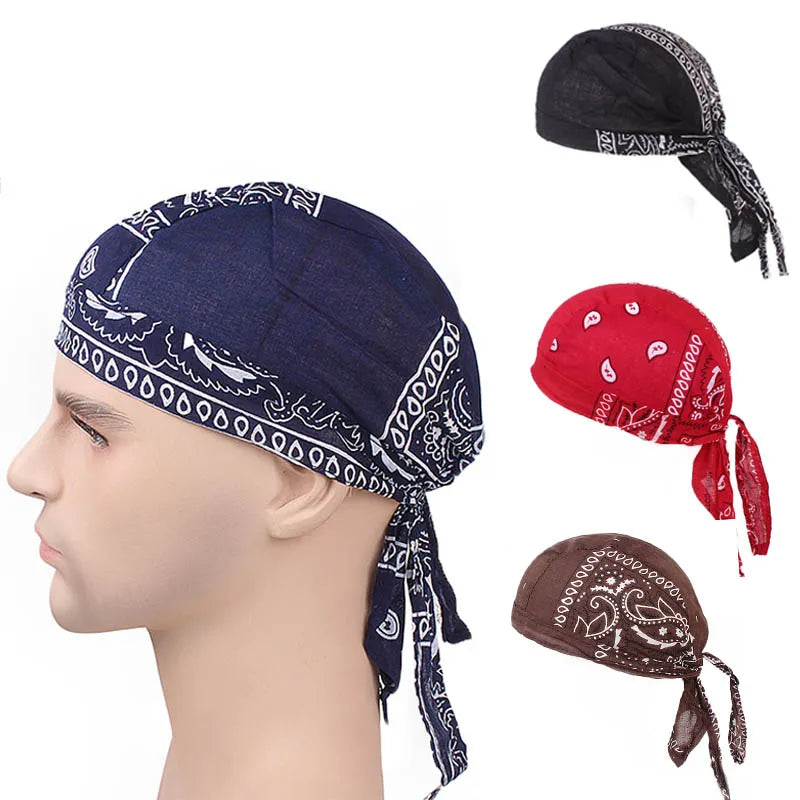 Wholesale Custom Logo Hair Durag Skull Cap Bandana Head Wraps Biker Beanie Cap Bandana Hat Chemo Cap Dew Rag for Men Women