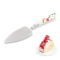 Color Polka Dot Plastic Abs Handle Stainless Steel Triangle Cake Server and Knife Set With Teeth