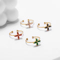 Nabest Tarnish Free Stainless Steel Thin Flower Ring Jewelry Women 18K Gold Plated Pave Cz Zircon Open Rings