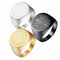 MECYLIFE Stainless Steel Men's Ring Etch Engraved Nordic Compass Ring