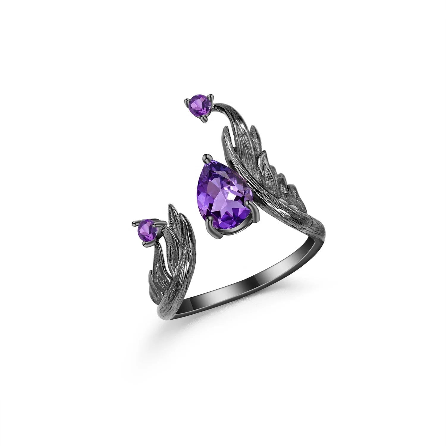 C7873 Abiding Natural Amethyst Gemstone Ring New Design Real 925 Sterling Silver Ring Jewelry