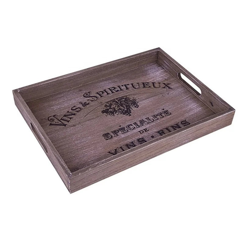 Rustic  Wood  Tray with Handles Durable Wooden Rectangle Tray Wooden Tray