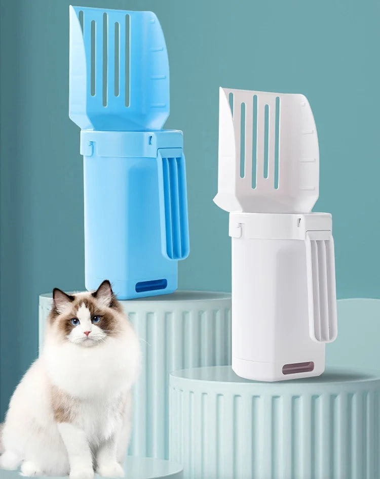 Portable 2 in 1 Durable Large Capacity Detachable With Litter Bag Integrated Bring Your Own Trash Can Cat Litter Shovel