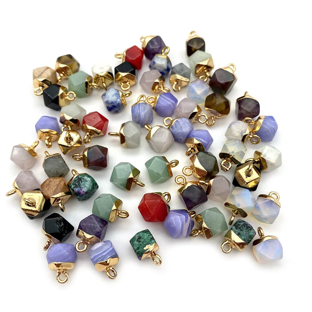 Fashion Jewelry Small Nature Stone Polygon Pendant for DIY Jewelry Accessory