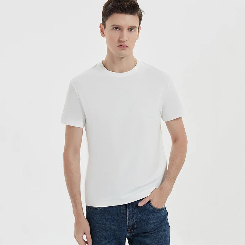 Custom Plain Heavy Cotton Luxury Tshirt Custom Print logo Mock Neck Blank t Shirt Oversize Men's T-shirt for Men