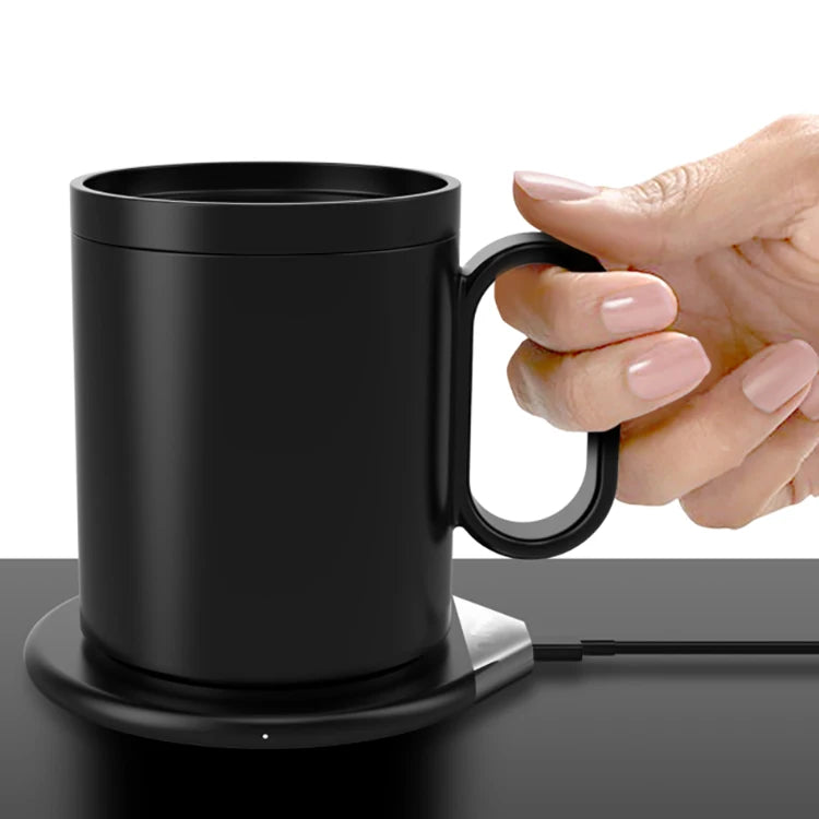 New Arrivals 2 in 1 55 Degrees Ceramic Thermostatic Cup Mug Warmer for Coffee Milk and Wireless Charger for Phone