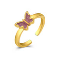 Retro Minimalist Silver Color Open Rings For Women Personality Feather Butterfly Adjustable Finger Ring Girl Jewelry Gift