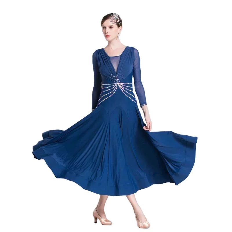 M-18214 Women Ice Silk Ballroom Dance Dress Adult Modern Dance Practice Dress Tango Rumba Dance Practice Dress for Sale
