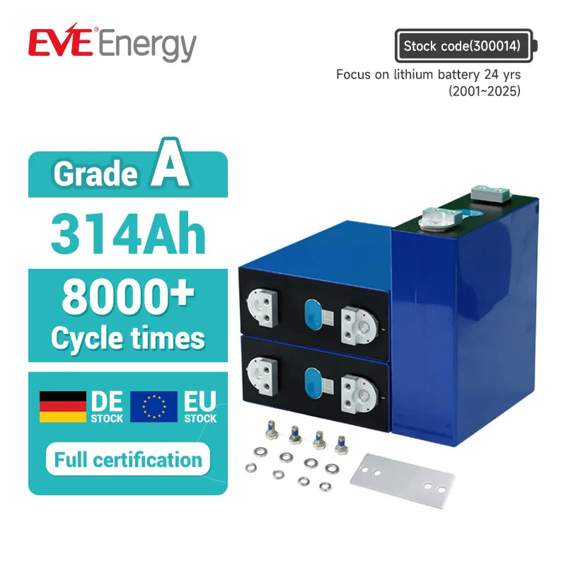 EVE EU STOCK MB31 314Ah 3.2V Lifepo4 Battery 8000cycles Lifepo4 Cell for Home Energy Storage System