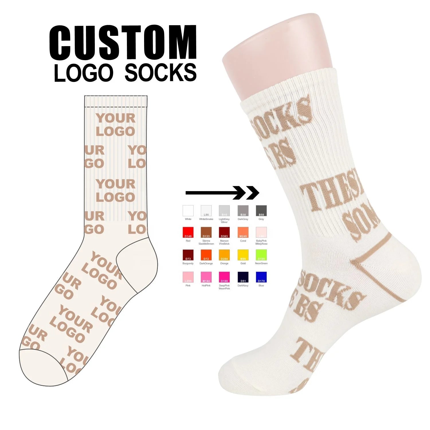 No MOQ Free Design OEM Personalized Fashion Crew Bamboo Cotton Men Custom logo Socks