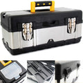 Plastic Tool Box Portable Lockable Storage Stainless Steel & Plastic Construction - Removable Tray Toolbox Organizer