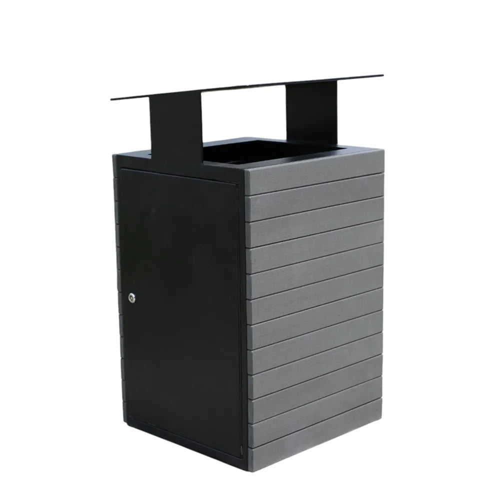 Outdoor Watar Proof Composite Wood Trash Garbage Can Outside Street Park Rubbish Litter Bin Public Commercial Recycle Waste Bin