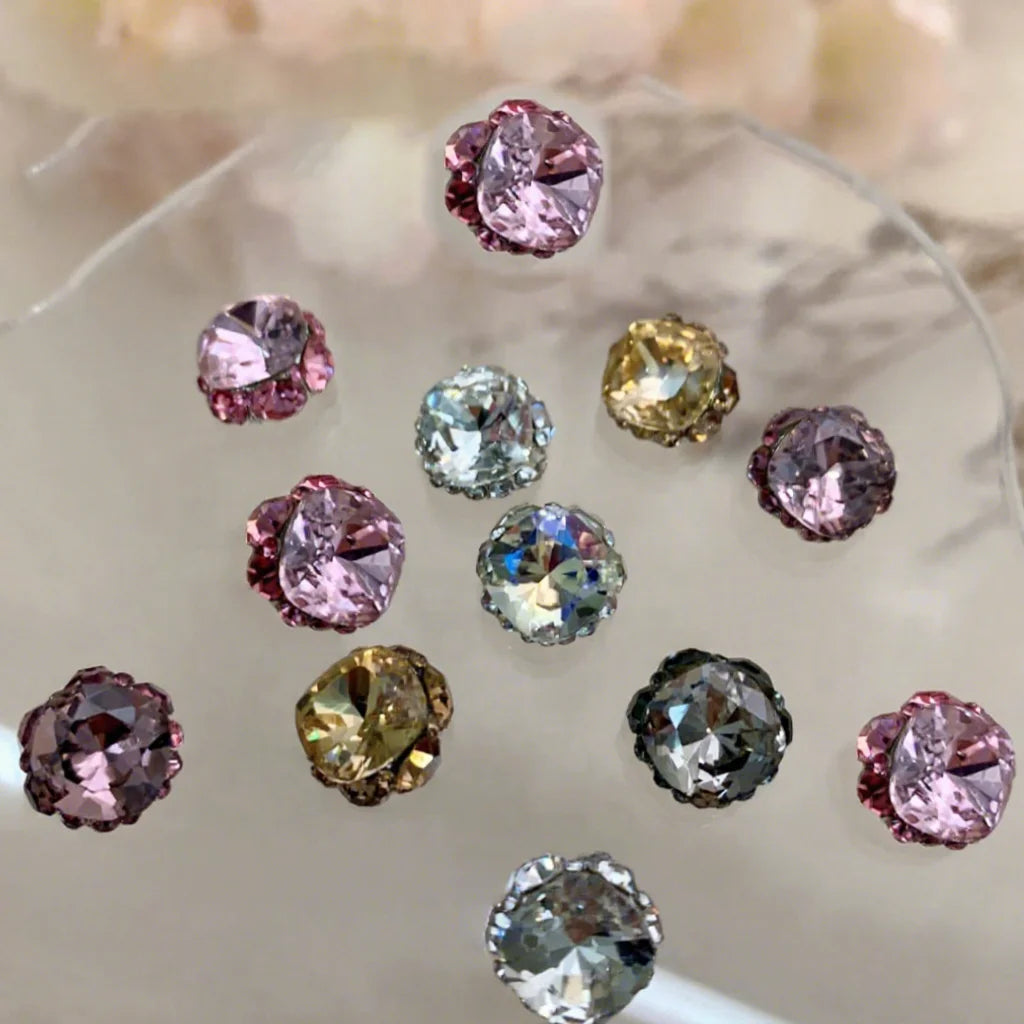 Paso Sico Luxury Japanese 3D Nail Diamond Bulk 10mm Cushion Crystal Glass Stone High Quality Rhinestone Women Nail Decoration