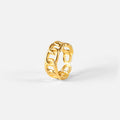 Twisted Link Chain Open Rings Gift Stainless Steel 18k Gold Plated Adjustable Finger Rings for Women