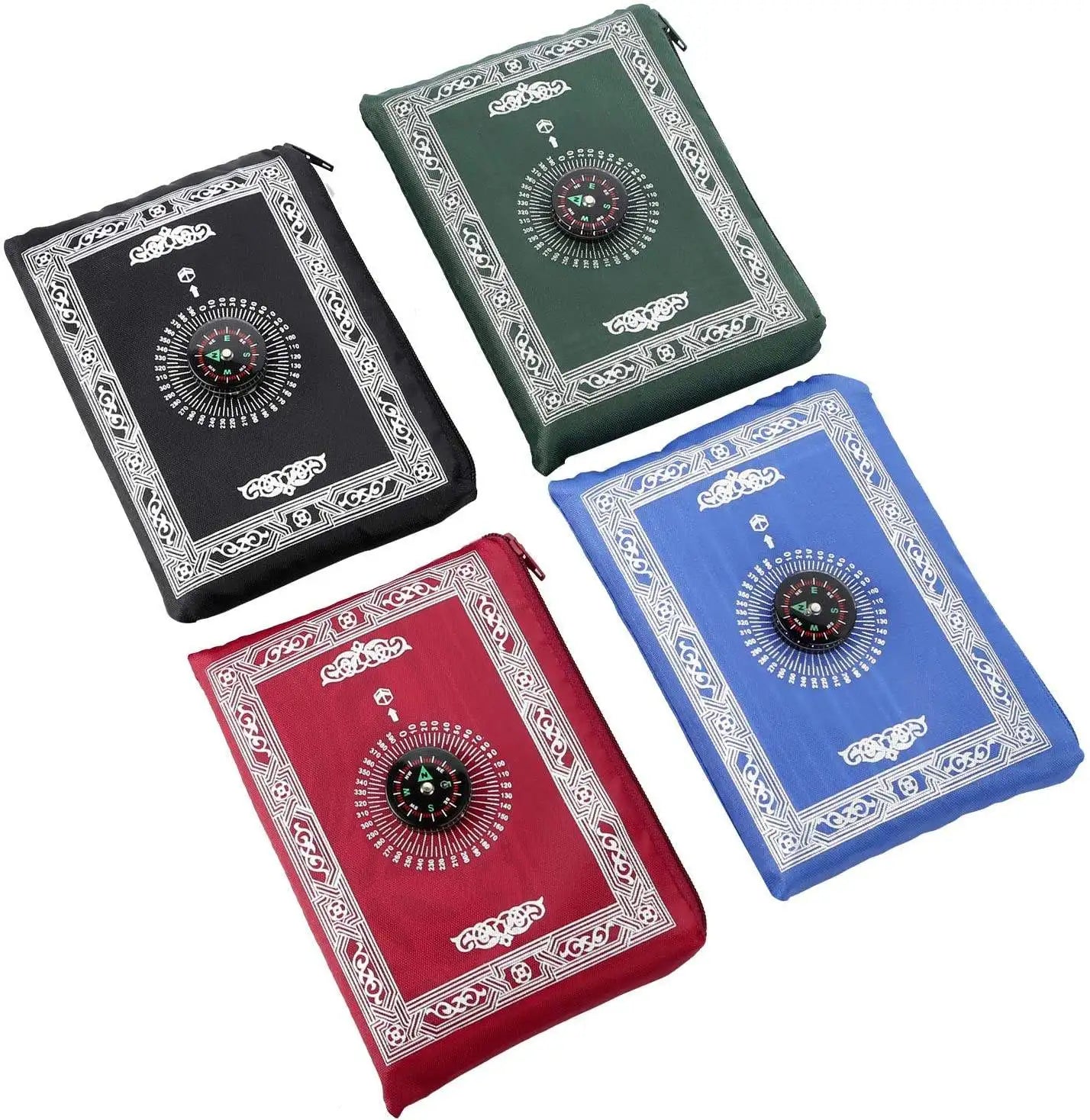 Wholesale New Design Islam Mosque Portable Pocket Prayer Mat Square with Compass Machine Made for Muslims Travel Prayer Mat