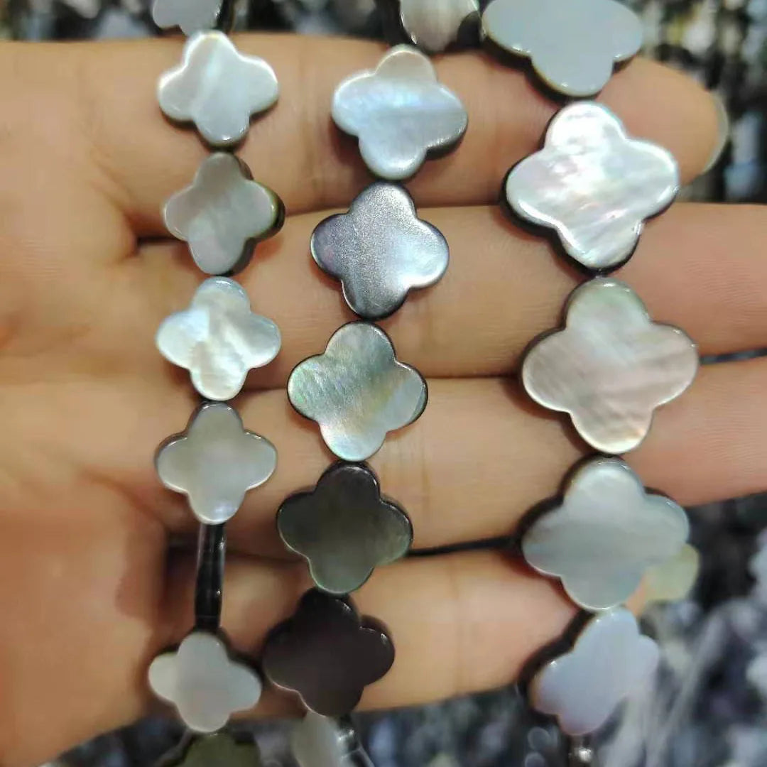 Wholesale Price 38 cm 10/12/14/18  mm Leaf Shape Nature Black Shell in Strand DIY BEADS for Jewelry Making