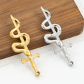 Gothic Punk Style Stainless Steel Cross Snake Longsword Pendant Waterproof DIY Jewelry Making Findings-Earring Components