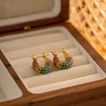 Vintage Medieval Style Hoop Earrings Waterproof Stainless Steel Plated 18k Gold Inlay Colorful Zircon Fashion Earrings Jewelry