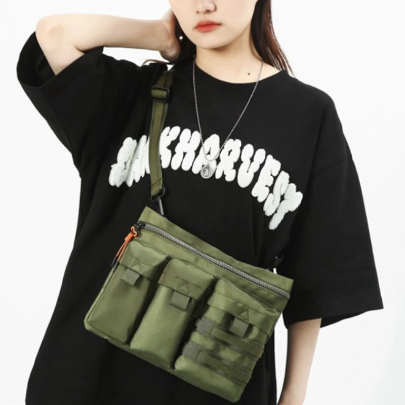 Multi-pocket Functional Women's Nylon Messenger Bags Outdoor Travel Sports Men's Adjustable Shoulder Bag Simple Female Handbags