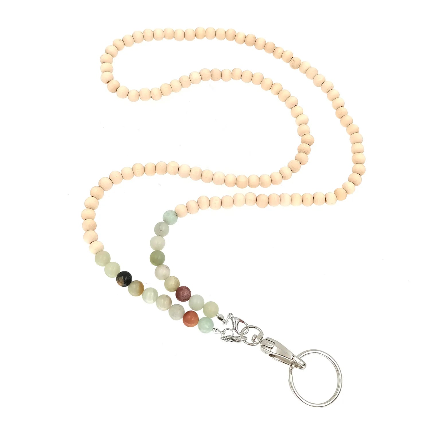 Vintage Wooden Personalized Quartz Beads Pencil Keychain Key Lanyard Pendant Necklace