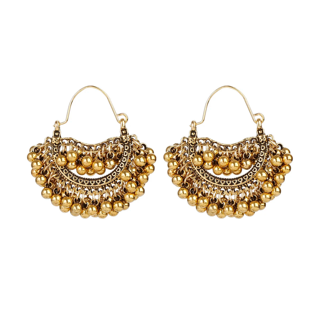 Classic Moon Indian Jhumka Earrings for Women and Children's Retro Tassel Wedding Alloy Jewelry