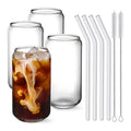 16oz Drinking Glasses with Glass Straw  Shaped Glass Cups for  Iced Coffee Cup