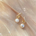 Korean Style Women Gold Plated Pearl Ear Studs Fashion Warp Rhinestone Pearl Earrings