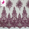 HY2372 Popular Wholesale Same Side Embroidered Lace With Beads Sequins Romantic Bridal Wedding Fabric