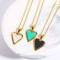 Vintage Gold Stainless Steel Necklace Turquoise White Black Shell Heart Shaped Necklace for Women