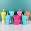 Custom logo 32oz Stadium Tumbler Mainstays Plastic Snack-and-drink Cup Popcorn Chips Cola Mug Cup with Snack Tray Bowl Straw