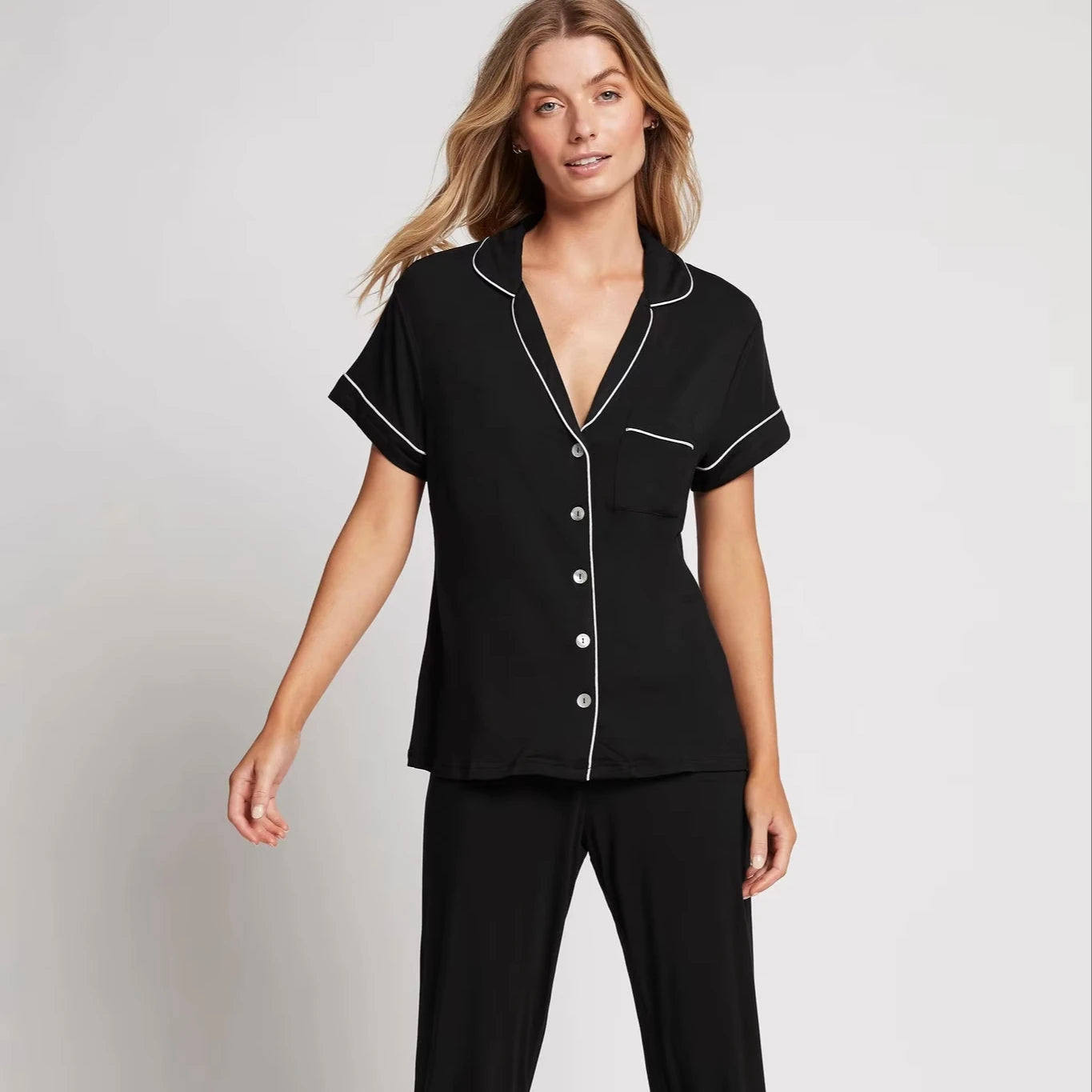 Female Pajamas Pants Women Casual Loose Sleepwear Elegant Lounge Set 2 Piece Pajamas