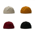 MIO Skull Cotton Brimless Hats Yellow 6 Panel Blank Docker Baseball Cap Without Brim Adjustable Metal Buckle