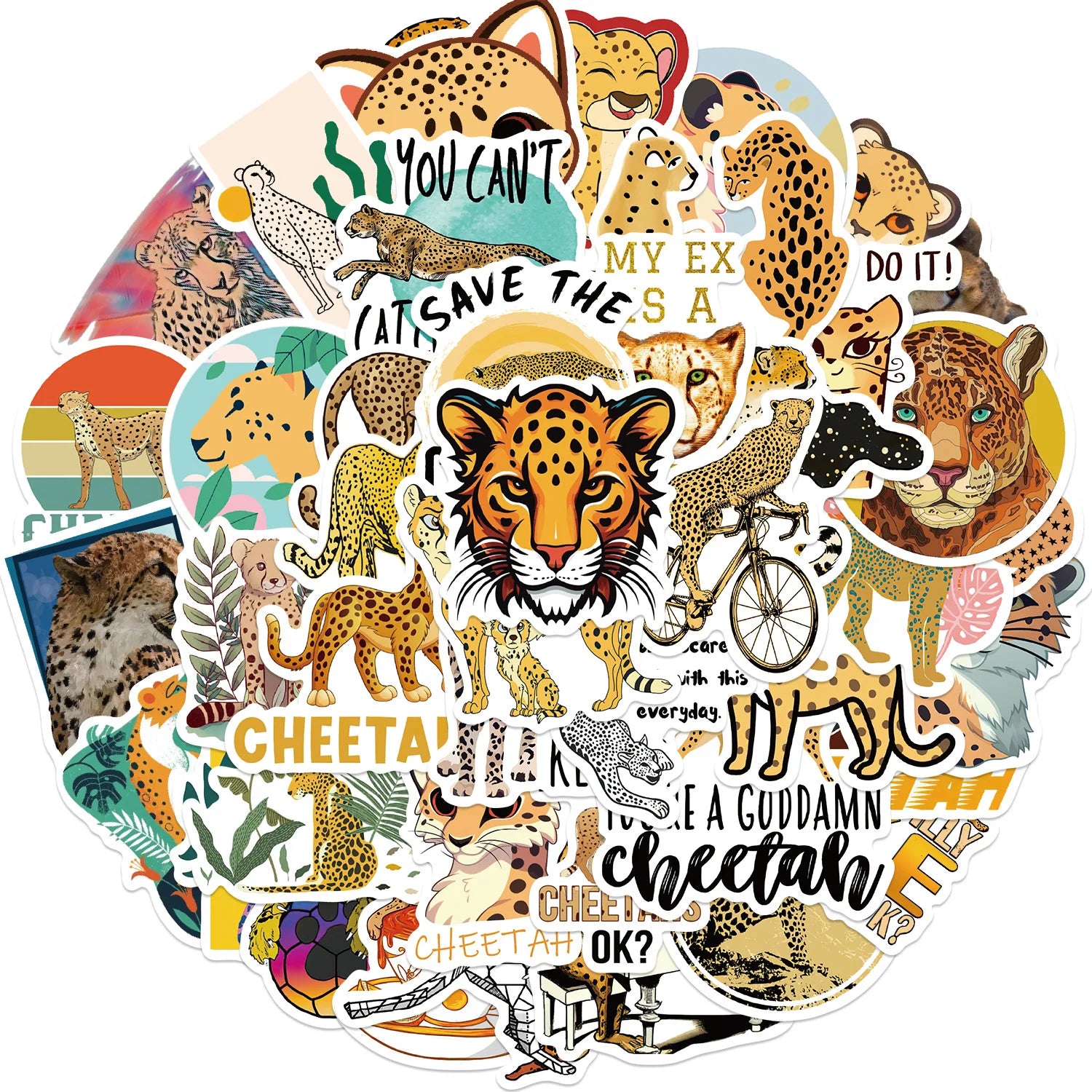 50PCS Jungle animals cool leopard decals cartoon cheetah sticker