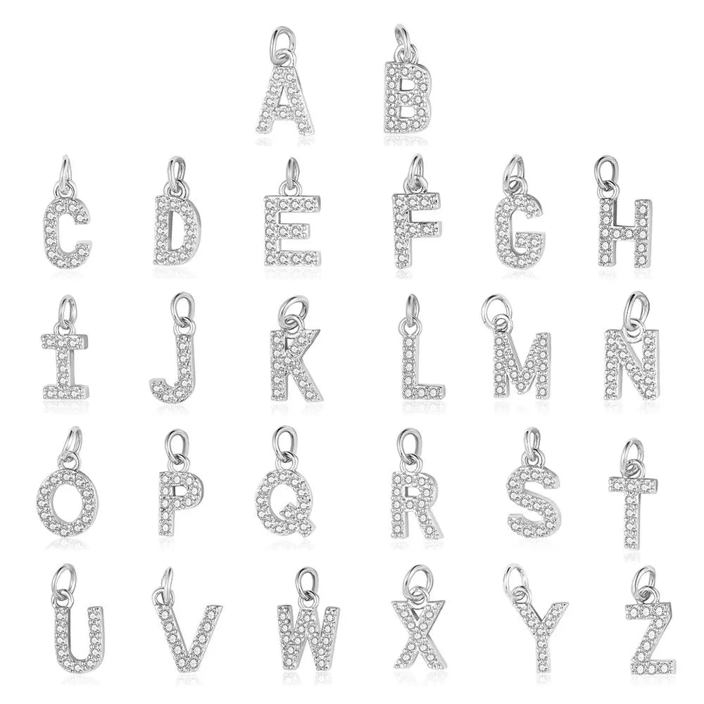 Beimai OEM Charms for Jewelry Making 26 English Letter Copper Zircon Pendant DIY Jewelry Accessories