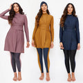 MOTIVE FORCE 3PCS 4 Styles New Design Islamic Swimwear Round Neck Long Sleeve Slim Fit Burkini Muslim Swimwear Women