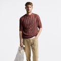 Custom logo Knitted Top Knitwear Crew Neck Short Sleeve Cotton Hollow Out Knit Men T-shirt Mesh Summer Crochet t Shirt