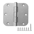 5/8\" Radius Corner Brushed Nickel Door Hinges Satin Steel Hinges for 3.5 X 3.5 Inch Doors