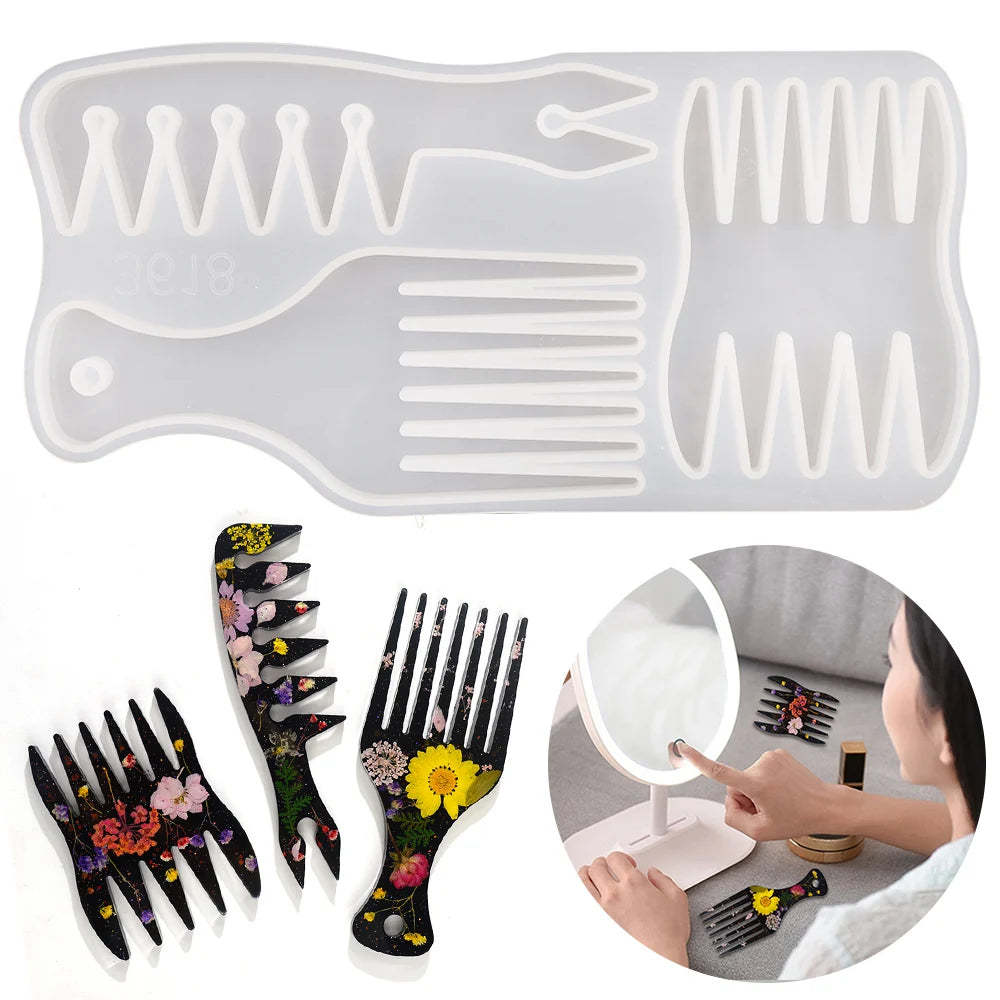 DM166 Hot Sell DIY Comb Resin Silicone Mold Epoxy Keychain Resina Casting Mould MegaBDM