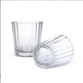 Wholesale Home Decoration Wedding Glass Tea Light Candle Holders 2oz Straight Vertical Stripe Embossed Reusable Clear High