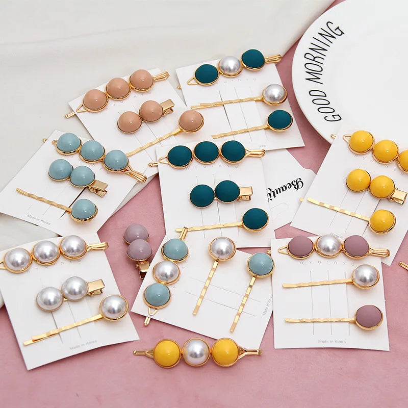 Metal Pearl Hairgrips 3pcs Set Hairpin for Woman Headwear INS Hair Clip Hair Accessories Styling Tools